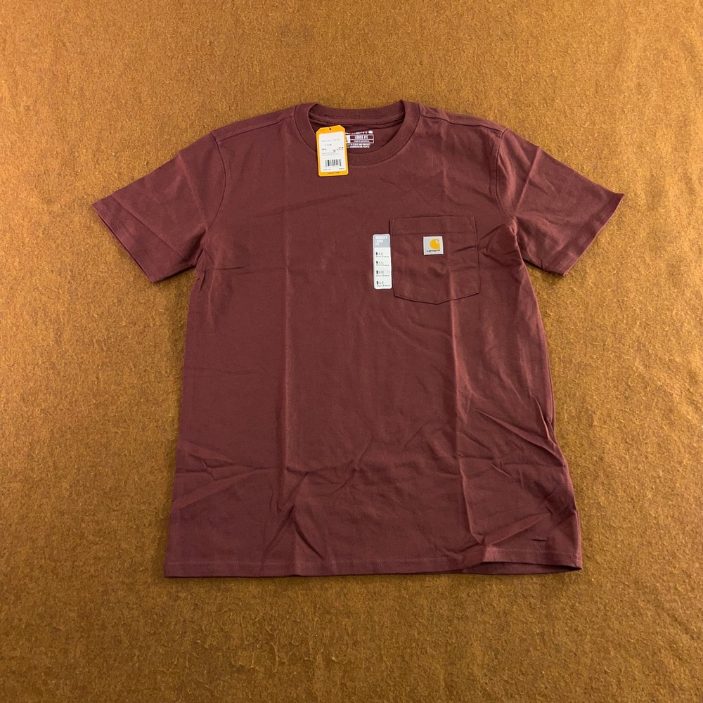 Carhartt Womens Small Burgundy Loose Fit Heavyweight Pocket T-Shirt K87 NWT